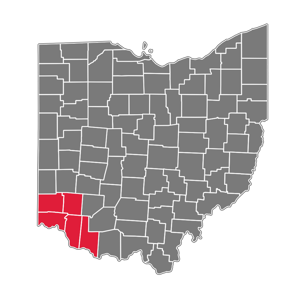 Southwest Ohio hub map