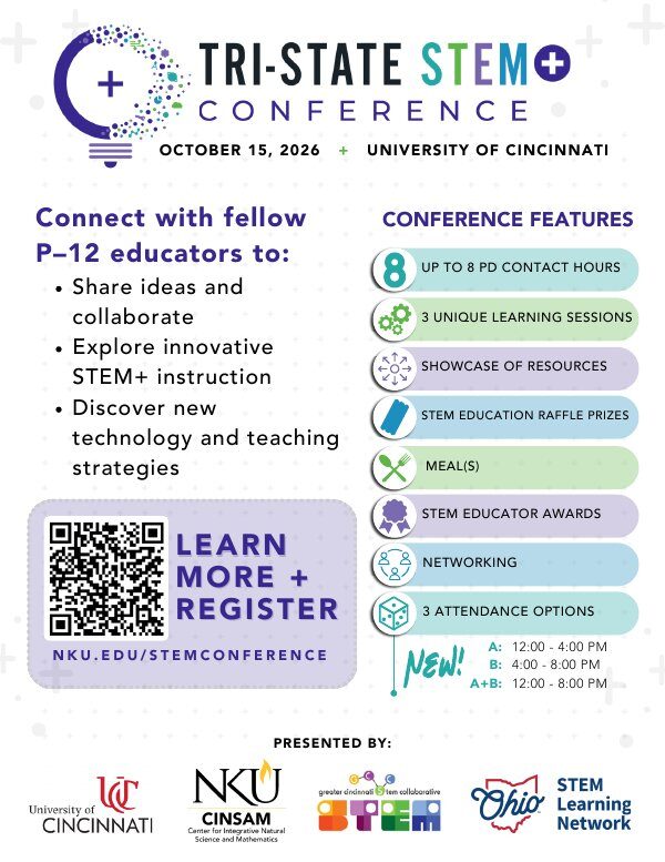 Tri-State STEM+ Conference flyer — October 15, 2026, University of Cincinnati (PDF)